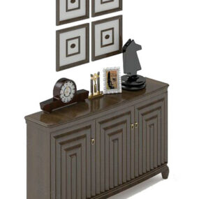 European Wooden Cabinet With Painting 3d model