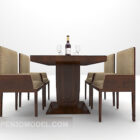 European wooden table and chair 3d model