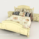 European Yellow Patterned Home Double Bed