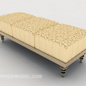 European Yellow Sofa Bench 3d model