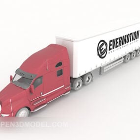 3D-Modell eines Express-LKW-Fahrzeugs in roter Lackierung