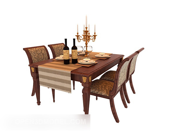 Exquisite American Four-person Table Free 3d Model - .Max - Open3dModel