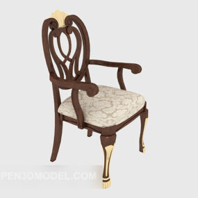 Exquisite European Solid Wood Chair 3d model
