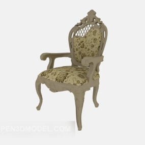 Exquisite European Solid Wood Dining Chair 3d model