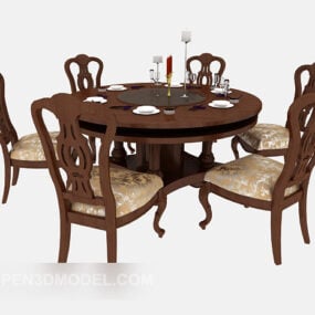 Exquisite European Style Dining Table Chair 3d model