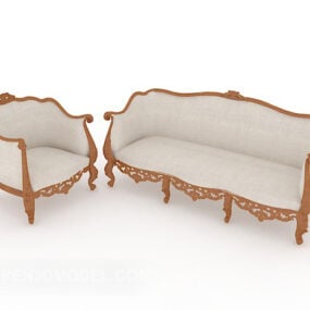 Exquisite European Wooden Sofa 3d model