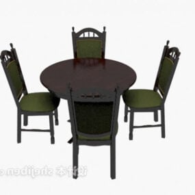 Exquisite Retro Chairs Table Furniture 3d model