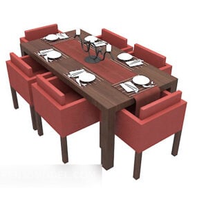 Exquisite Simple Solid Wood Dining Table 3d model