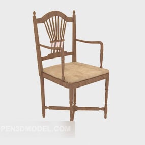 Exquisite Solid Wood Armchair 3d model