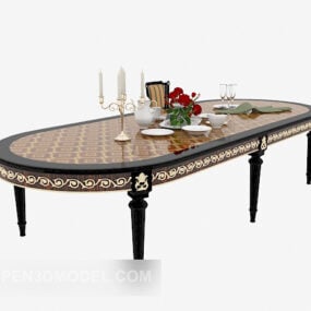 Exquisite Solid Wood Dining Table 3d model