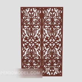 Exquisite Solid Wood Screen Carving 3d model