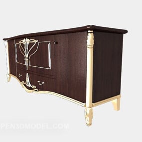 Exquisite Solid Wood Side Cabinet 3d model