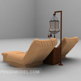 Fabric Chair With Floor Lamp 3d model