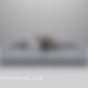 Sofa kombinowana z szarej tkaniny Model 3D