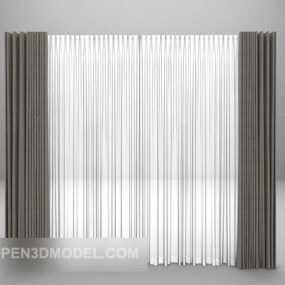 Fabric Curtains Two Layers Furniture 3d model