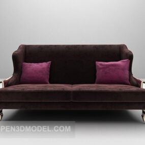Sofá doble de tela de terciopelo modelo 3d