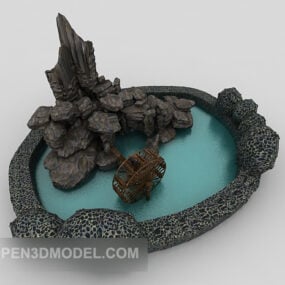 Trädgård berg sten dekoration 3d-modell