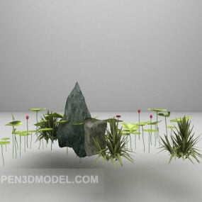 Fake Mountain Pond Plant Tree 3d μοντέλο