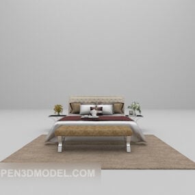 Family Low Bed With Carpet 3d model