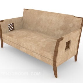 Rodzinna brązowa sofa wieloosobowa Model 3D