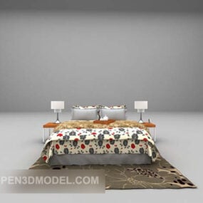 家庭双人床图案床垫3d模型