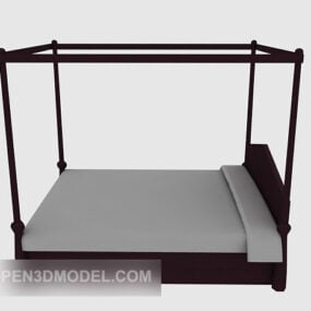 Modello 3d in stile poster per letto in legno familiare