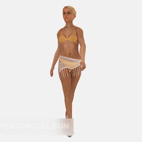 Mannequin-Charakter-Gelbkleid-3D-Modell