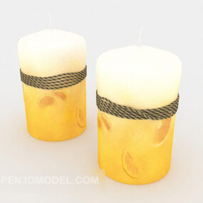 Candle Light On Table Set 3d model