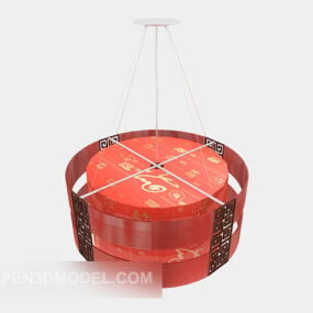 Εορταστικό κόκκινο πολυέλαιο ντεκόρ τρισδιάστατο μοντέλο