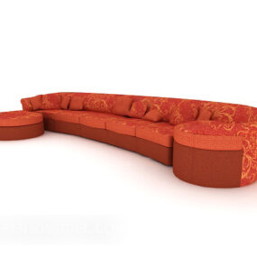 Festive Red Sofa Design 3d model