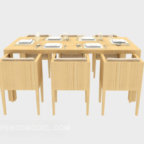 Solid Wood Dining Table Furniture 3d model