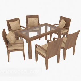 Field Solid Wood Home Dining Table 3d model