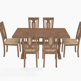 Field Solid Wood Table Chair 3d model