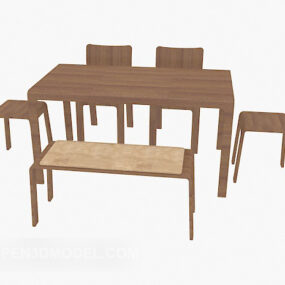 Fieldsolid Wooden Dining Table Chair 3d model