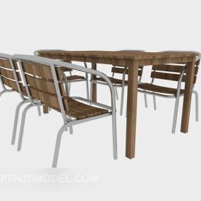 फ़ील्डसॉलिड लकड़ी की टेबल चेयर सेट 3डी मॉडल