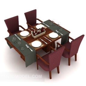 Dining Restaurant Four-person Table 3d model