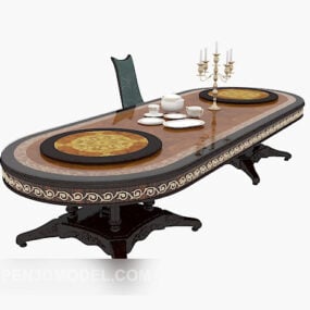 Antiikkinen ruokapöydän tuolisarja 3D-malli