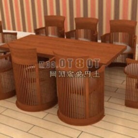 نموذج ثلاثي الأبعاد للطاولة الجميلة والكرسي