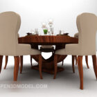 Five-person Wooden Round Table