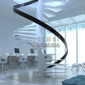 Modello 3d interno della sala con scala