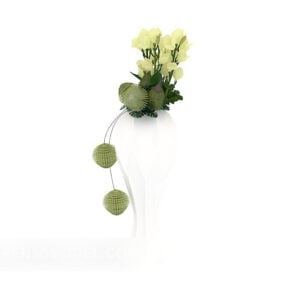 Çiçek Bitki Vazo Dekoratif 3d model