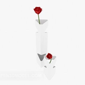 Red Flower Vase Decoration 3d model
