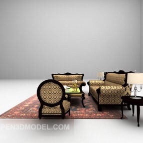 Ameriacan Sofa Chair Table Combination 3d model