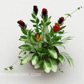 Flowering Potted Plant 3d model