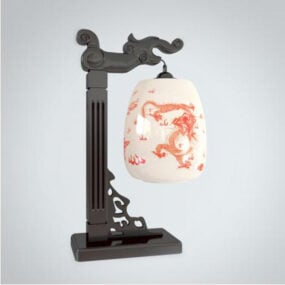 3д модель настольной лампы с текстурой китайского дракона