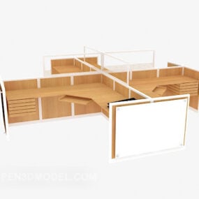 Four-person Combination Desk 3d model