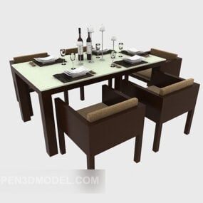 四人餐厅餐桌3d模型