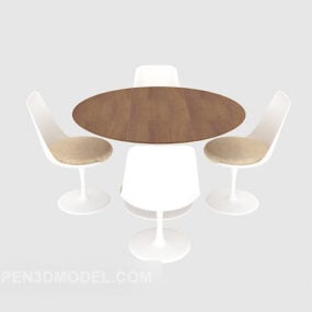 Modernism Round Table Chair Four-person 3d model