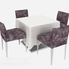 四人简易桌椅3d模型