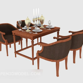 四人桌椅3d模型